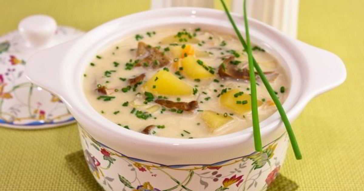 Суп с шампиньонами и сыром