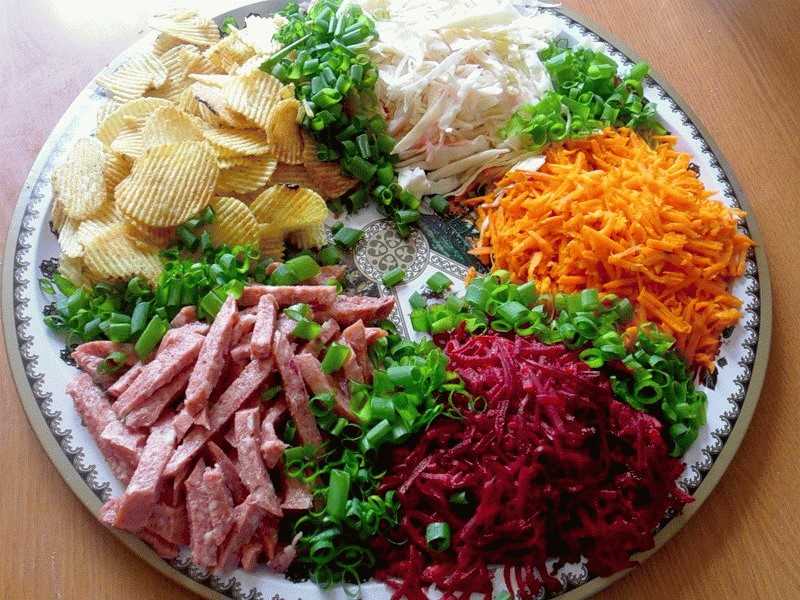 Салат с колбасой на праздничный стол рецепты с фото