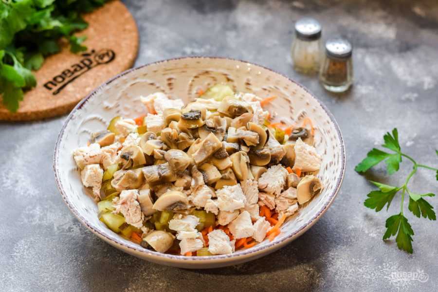 Легкий салат с шампиньонами рецепт с фото пошагово