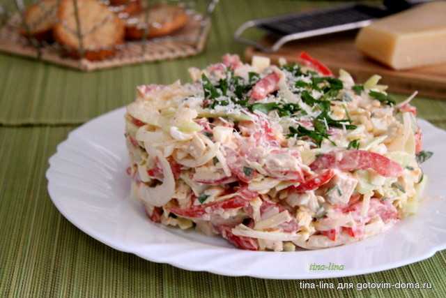 Салат клязьма. рецепт классический с редькой, курицей, колбасой, говядиной, грибами, свининой. фото пошагово