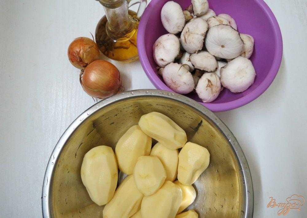 Жареная картошка с шампиньонами на сковороде рецепты с фото пошагово