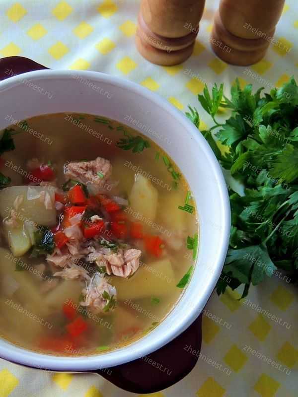 Суп с тунцом консервированным, свежим. рецепт с картошкой, рисом, сливками, вялеными помидорами, фасолью. фото пошагово