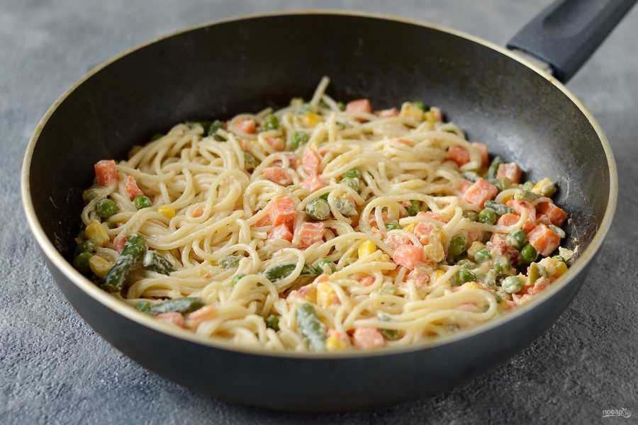 Макароны с овощами рецепт на сковороде. Спагетти с овощами на сковороде. Макароны отварные с овощами. Спагетти с замороженными овощами. Спагетти с замороженными овощами на сковороде.