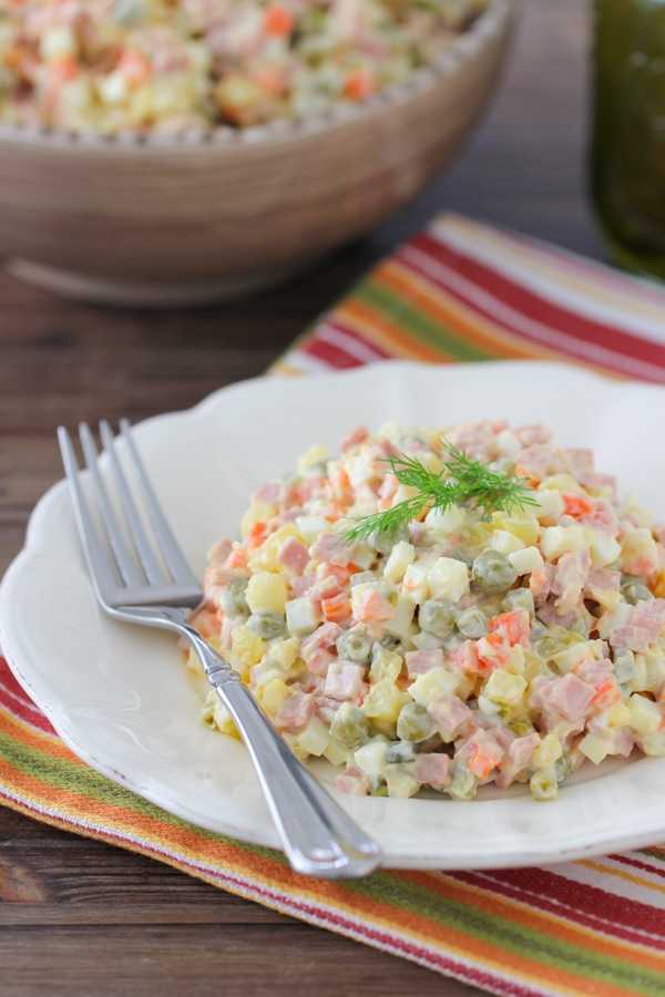 Салат оливье рецепт классический с колбасой и кукурузой