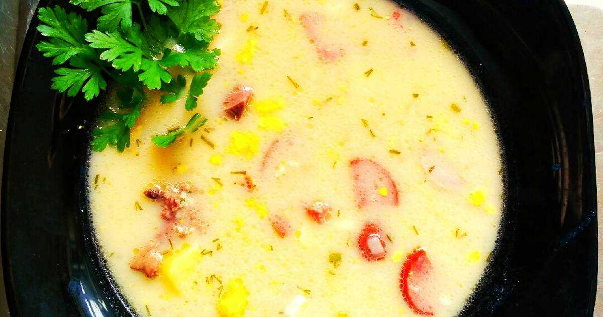 Гороховый суп-пюре с сырокопченой колбасой