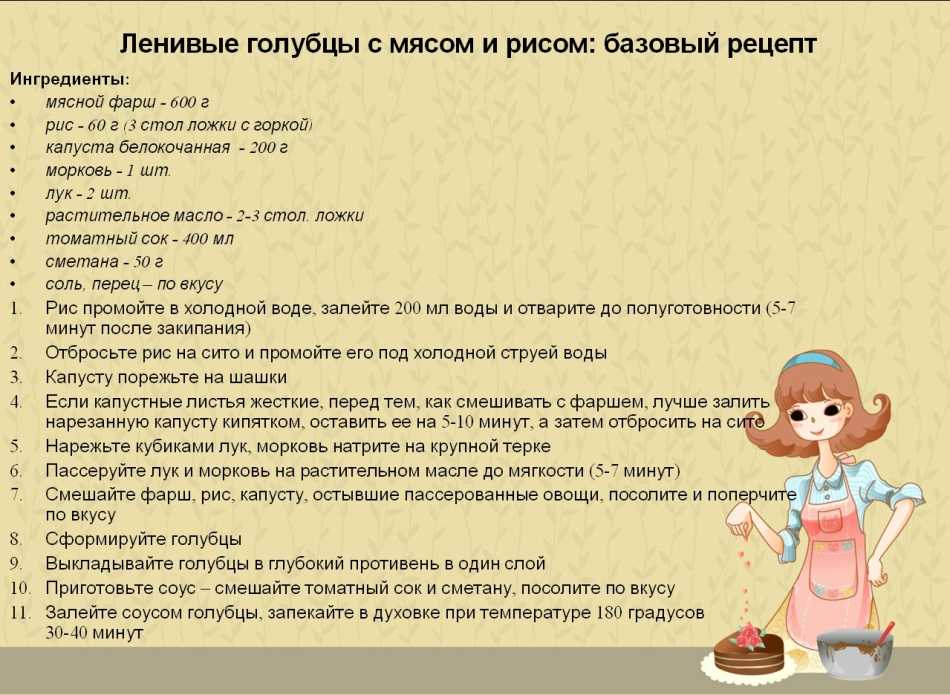 Технологическая карта голубцов с мясом