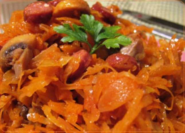 Аппетитная тушеная капуста с шампиньонами