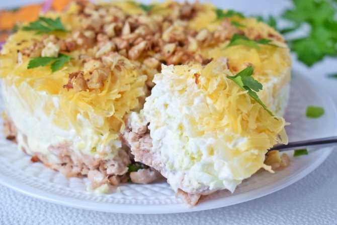 Салаты из курицы с ананасами и сыром 41 рецепт - 1000.menu