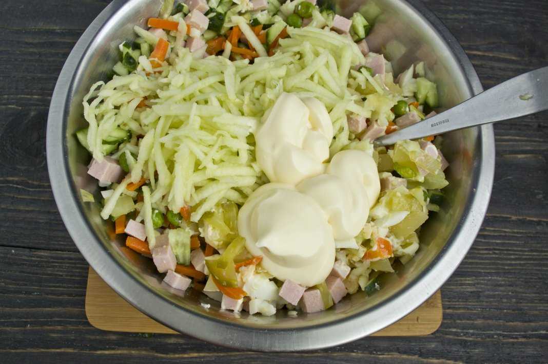 Салат оливье со свежим огурцом - отличный вкус: рецепт с фото и видео