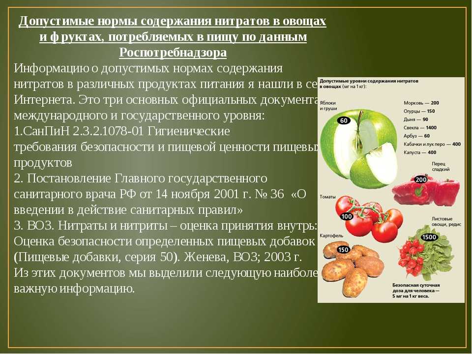 Предельные нормы содержания нитратов в овощной продукции