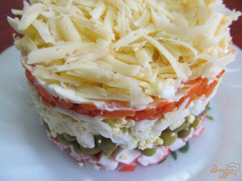 Бархатный салат с крабовыми палочками слоями рецепт фото пошагово