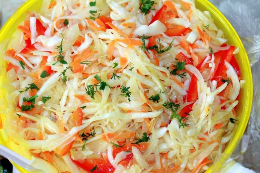 Маринованная капуста с болгарским перцем, морковью. рецепт быстрого приготовления с фото