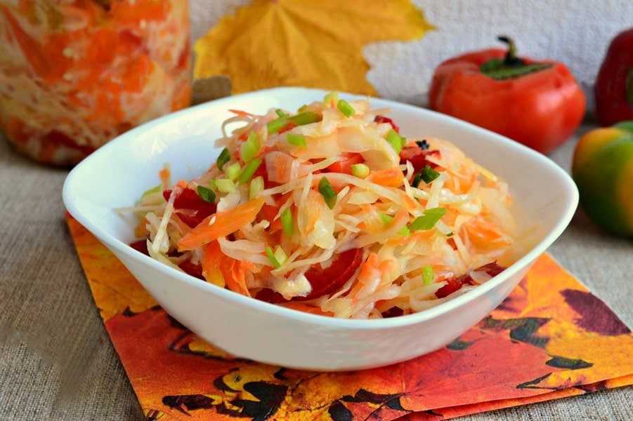 Салат из капусты с перцем, морковью и луком - 9 пошаговых фото в рецепте