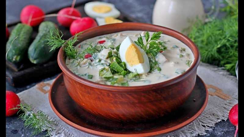 Вкусная окрошка на кефире — 10 классических пошаговых рецептов